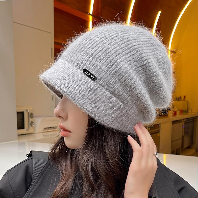 Klassische Baskenmütze mit Zopfmuster, Vintage-Strickmütze in Volltonfarbe, leichte Beanie mit Krempe, winddicht, warm, lässige Beanie für Damen im Winter und im Freien