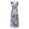 Women's Summer Casual Print Bandage Elastic Waist V-Neck Sleeveless Pullover Dress