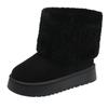 Large Size Thick-soled Snow Boots Women's 2025 Winter New Sleeve Piled Warm Medium Tube Flanged Fluffy Cotton Shoes