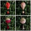 Red Pink Christmas Hot Balloon Pendant Velvet Foam Christmas Lantern Pendant Exquisite Gold Powder Xmas Tree Hanging Ornaments