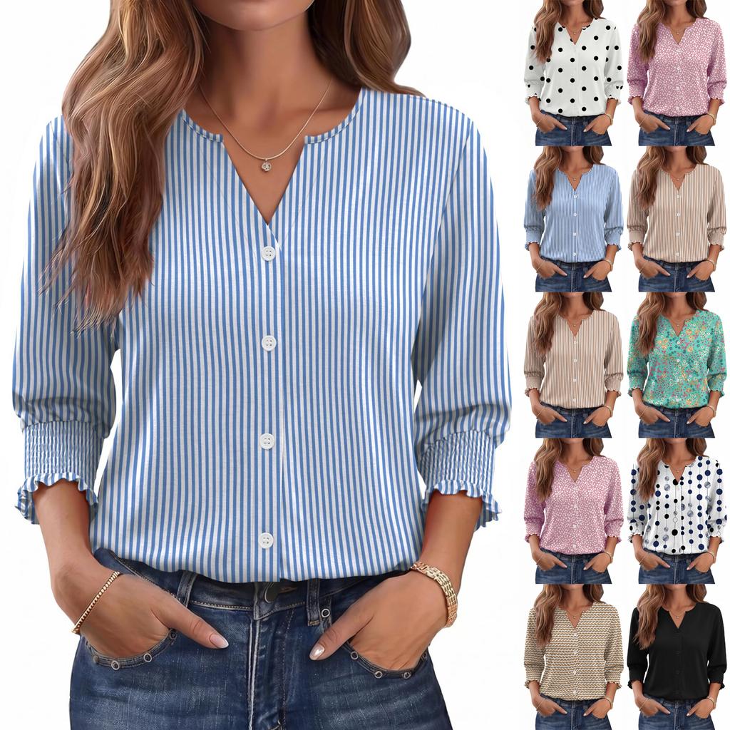 Damen Freizeit T-Shirt Top mit 3/4 Ärmel für den Alltag