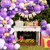 111PCS light purple gold metal latex balloon set suitable for birthday parties, weddings, Valentine's Day party decoration