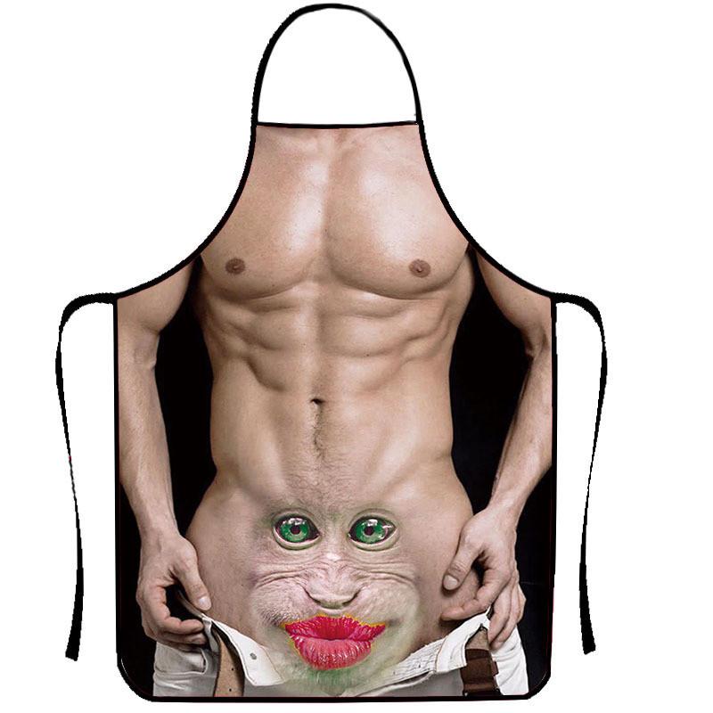 Creative Funny Character Print Waterproof Apron For Kitchen Cooking Home Use