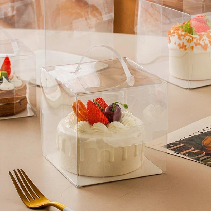 Highly Transparent Integrated Hand-held Cake Box Multi Specification Optional Puff Paper Cupcake Packaging Box, Baked Dessert Display Gift Case