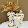 Flower Vase Ginger Jar Home Decoration Ceramic Vase Middle Eastern wedding table decoration Tall Floor  vase Platinum ginger jar
