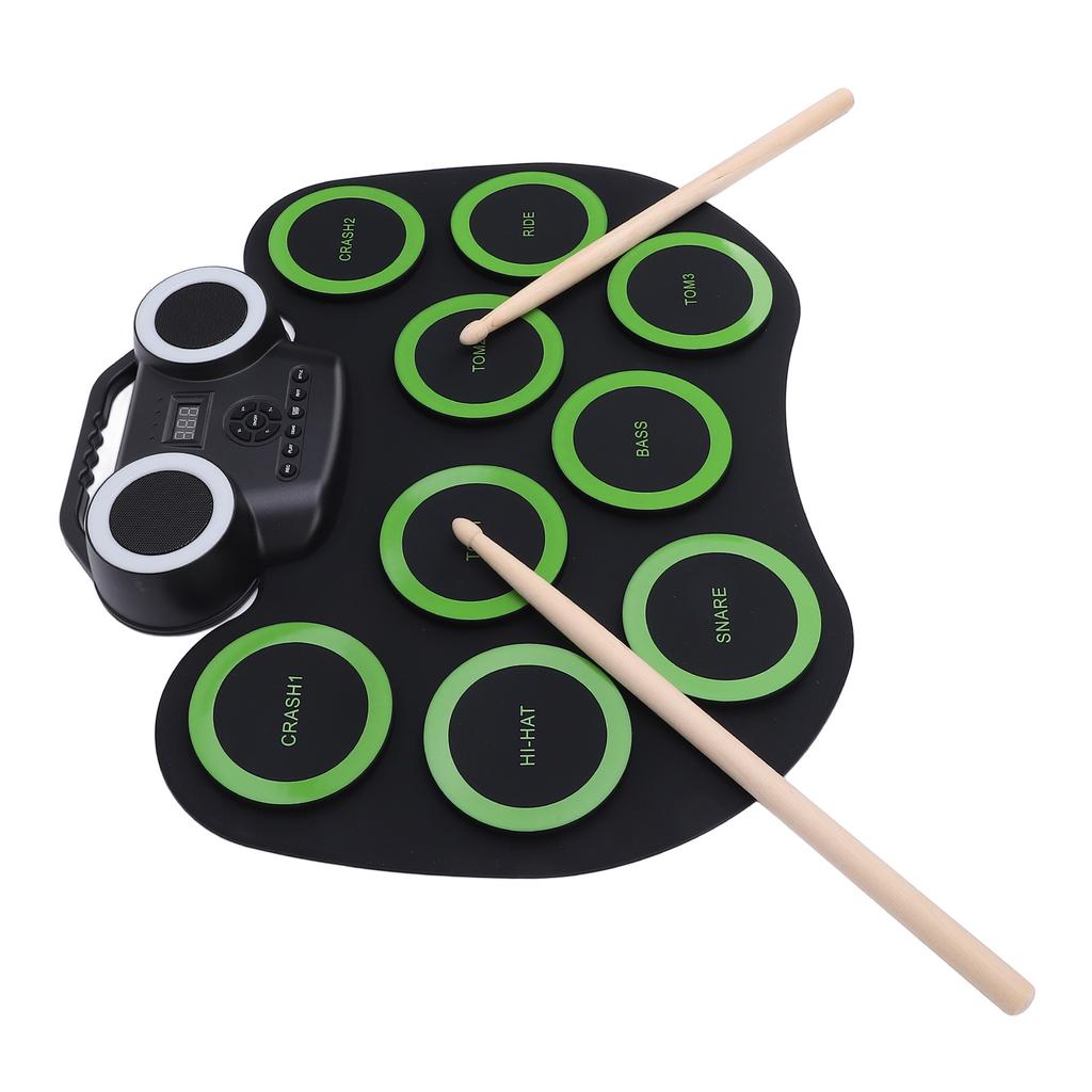Kids Electric Drum Pad Set Roll Up 9 Drum Practice Pads Pedal and Sticks for Home