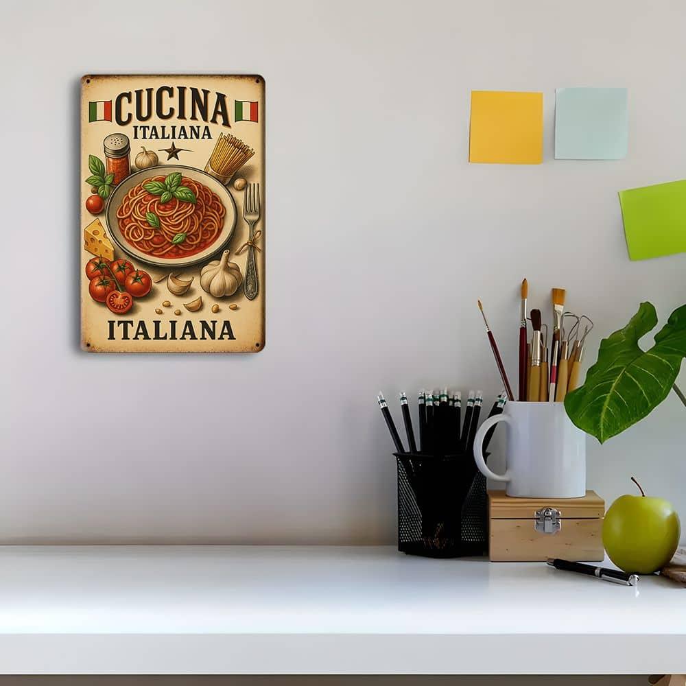 "Spaghetti Carbonara" Metal Sign - Vintage Italian Cuisine Decor for Kitchen & Bar Walls