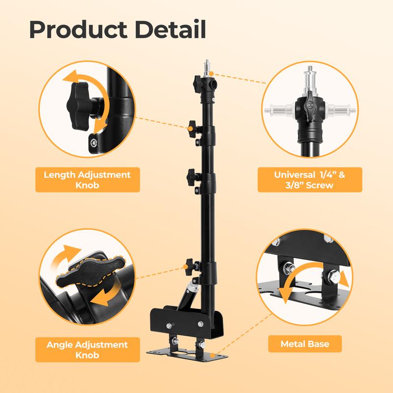 Ambitful 110cm Photography Heavy Ring Light Wall Mount Ceiling Triangle Boom Arm Studio Strobe Lights,Softbox Support Stand