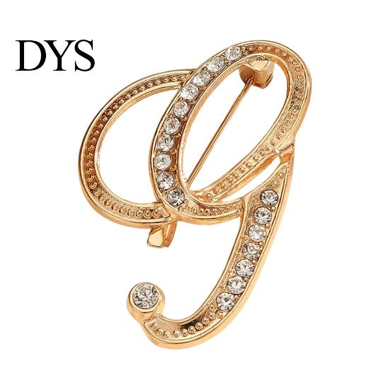 Strong Buckle Brooch English Letter with Sparkling Rhinestones, Lightweight Thin Design Lapel Anti-oxidation Pin, Electroplating Anti-Oxidation Badge