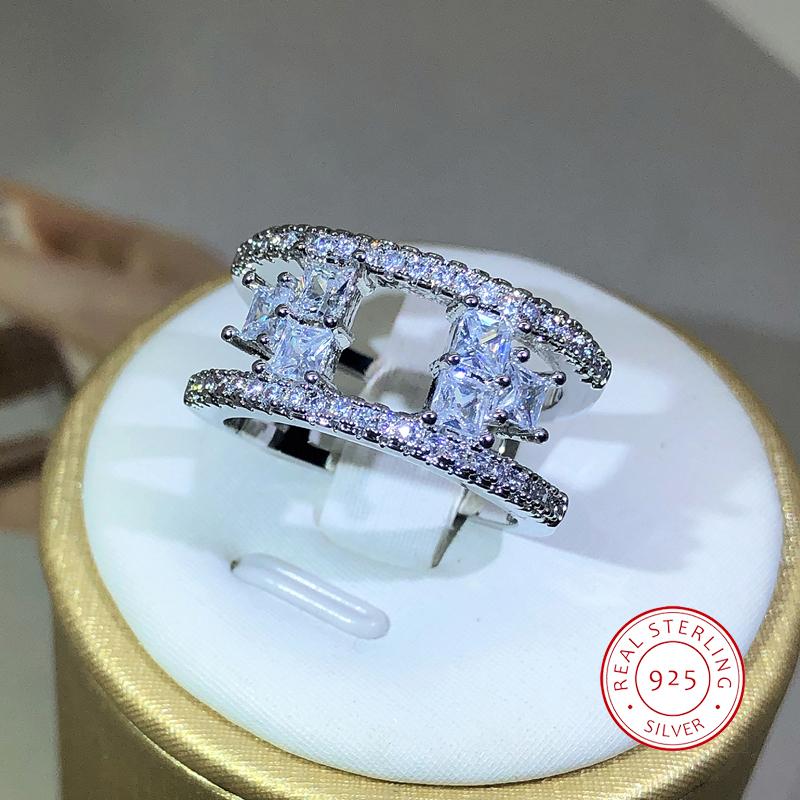 copper Creative Irregular AAAAA+ CZ Big Ring Ladies Geometric Zircon Ring Fashion Jewelry Gift