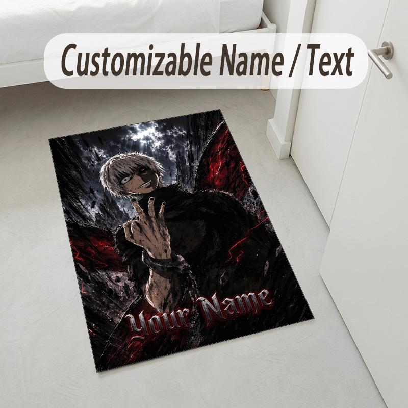 Personalized Crystal Velvet Carpet,Tokyo Ghoul Custom Printed Name, Plush Area Rug For Home Indoor Decor