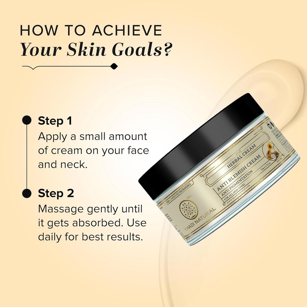 Khadi Natural Anti Blemish Cream 50g | Skin Softening Exfoliating Face Cream for All Skin Types