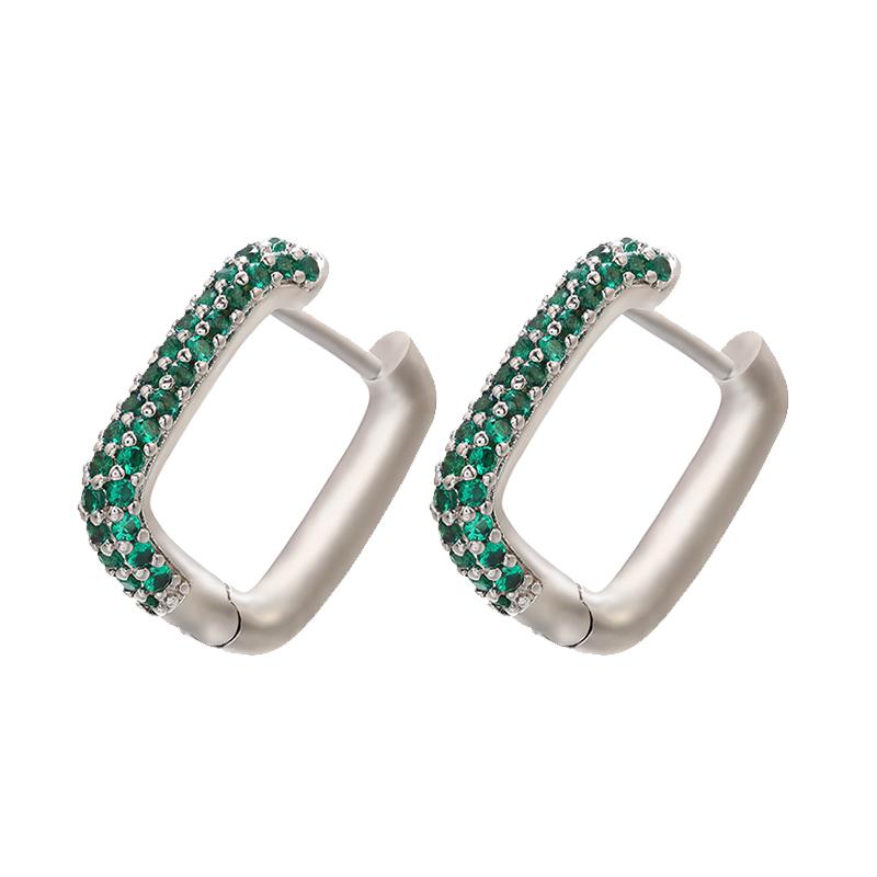 

ZHUKOU Hoop earrings gold color silver color small hoop earrings crystal women rainbow earrings Fashion jewelry VE144 срібні зелений колір