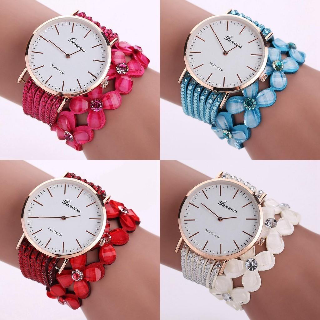 Elegant Floral Quartz Bracelet Watch Fashionable Women's Jewelry Timepiece