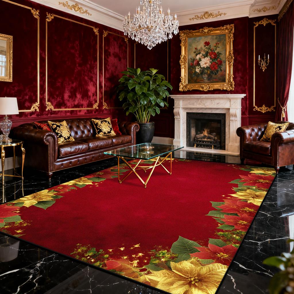 American Red Christmas Carpet for Living Room Decoration Sofa Coffee Table Area Rugs for Bedroom Large Area Floor Mat Washable