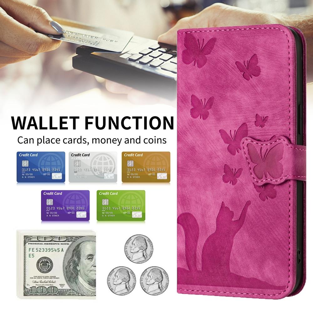 Wallet Flip Cover Butterfly Cat Case For iPhone 17 Air 16 15 14 13 12 11 Pro X XS XR Max 8 7 Plus Magnetic Leather Phone Cases