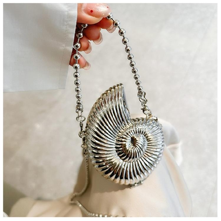 Womens Conch Shape Purse Elegant Acrylic Evening Bag with Chain Strap Crossbody Shoulder Small Handbag for Wedding Party