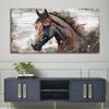 Large Fashion Horse Canvas Mural - Brown Horse Portrait Wall Decor for Living Room or Bedroom