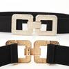 Fashion Wide Stretch Waistband Solid Color Casual Waist Strap Rhinestone Buckle Waist Belts Clothing Decoration
