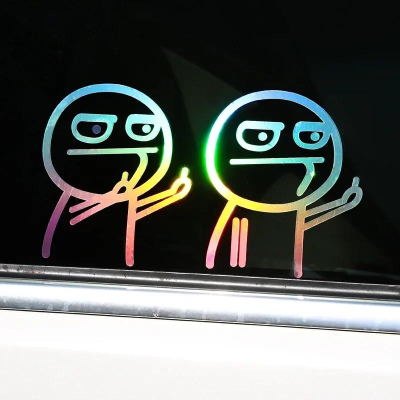 Funny Middle Finger Troll Face Meme Stickers for Bumper Art Kid Decorations Cartoon Wall Anime Cute Car Home Luggage