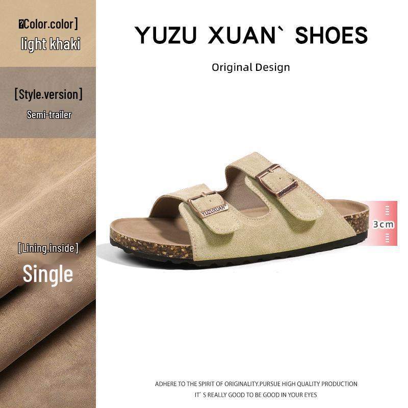 Cowhide Leather Two-Strap Birkenstock Sandals with 3cm Thick Sole - 2026 New Style