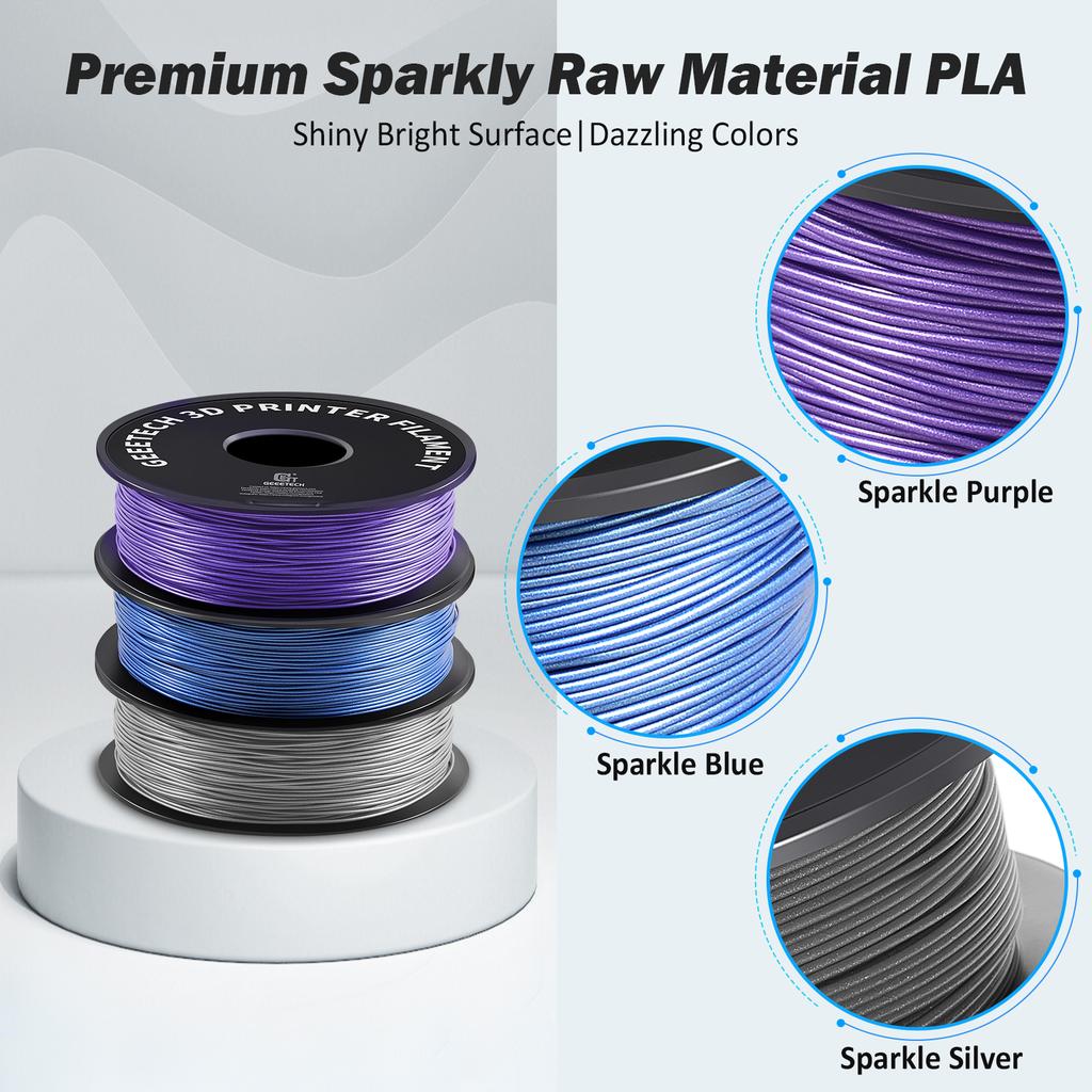 Best Quality 3d Printer Plastic Filament 1.75mm PLA Sparkly Silver 3D Printer Filament 3d Printing Filament