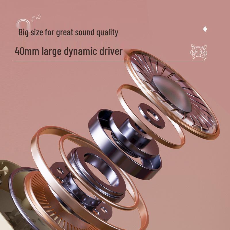 Huaqiangbei Cartoon Cat Bluetooth Headphones - Over-Ear, Breathing Light, Long Battery Life Wireless Headphones