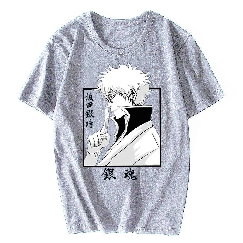 Gintama Sakata Gintoki Cool Men Léto Neformální tričko Anime Bavlněné tričko Hip Hop Tričko Trička Oversized Harajuku Streetwear