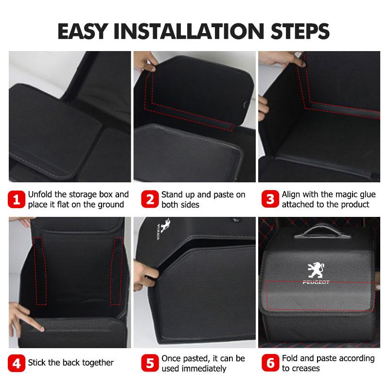 2026 Hot Car Sticker For Peugeot Big Capacity Car Trunk Storage Box Folding Multiuse Tool Tidying 407 508 2008 5008 307 308 3008