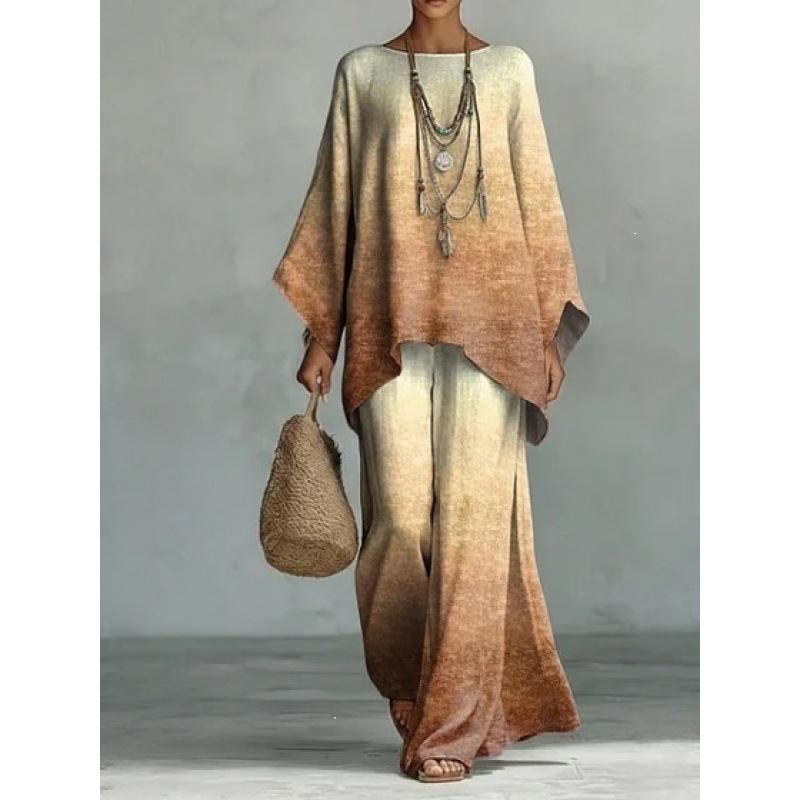 16 European and American women's clothing Y1 large size thin ethnic style dress set Bohemian casual large size jumpsuit
