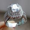 2026 New Fashion Round Full Diamond Square White Zirconium Set Ring Jewelry Engagement Wedding Light Luxury Atmospheric Ring