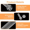 uxcell Clear Acrylic Screw M5 x 10mm Round Head Cross Recessed Bolts and Hex for Mechanical and DIY Crafts 8-Piece Kit, Nuts, Accessories,