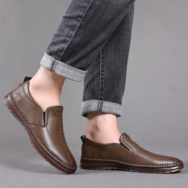 Leather Hollowed-out Breathable Lazy One-pedal Casual Leather Shoes Loafer Men's Shoes