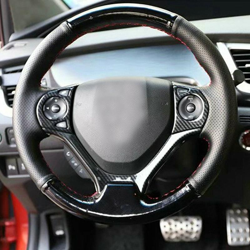 

Car Steering Wheel Button Frame Trim Cover Black Fit for Honda Civic 9th 2012 2013 2014 2015 Carbon Fiber Style