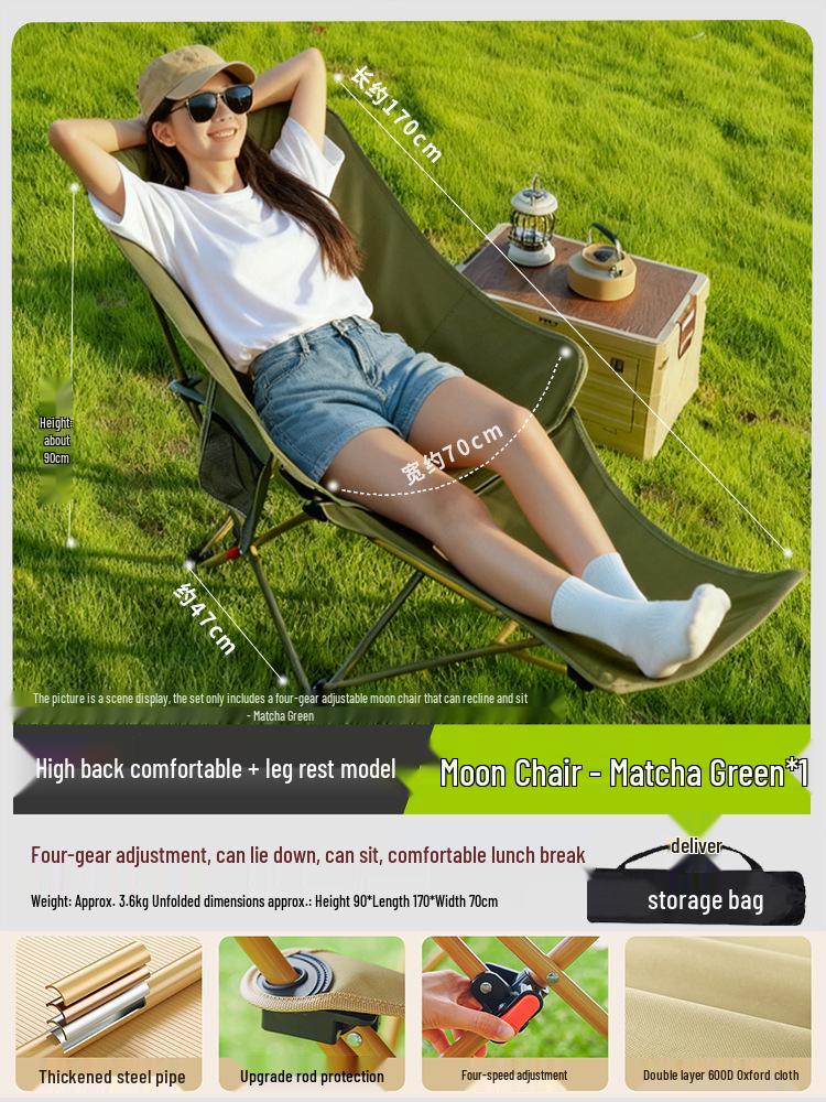 Heightened Moon Chair: Outdoor Folding Adjustable Recliner for Camping, Beach, Fishing, and Picnic.
