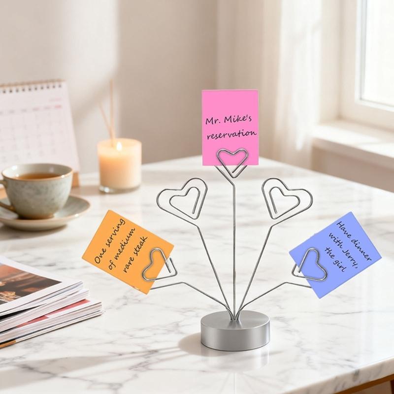 Tabletop Photo Tree Stand With Adjustable Metal Wires And Stable Round Base For Displaying Cards Photos Memos Holiday Decoration