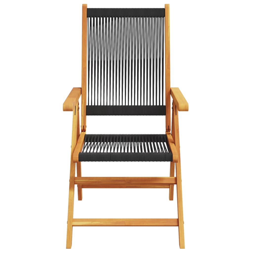 Garden Chairs 2 pcs Black Solid Acacia Wood and Polypropylene