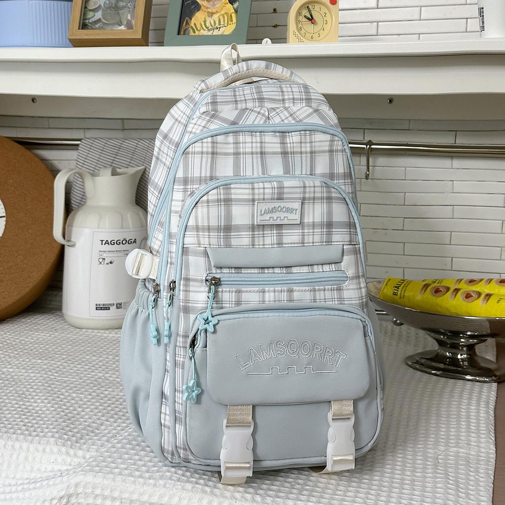 Schoolbag1011 New Campus Plaid School Bag Female Junior High School Student High School Student Elementary School Student Lightweight Large Capacity