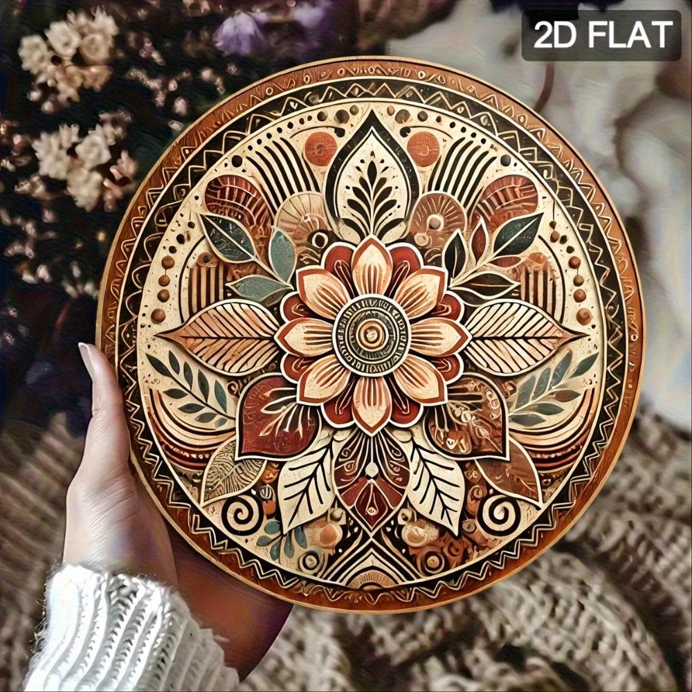 

Metal Wall Art Moroccan Style Floral Geometric Round Decor Large 2D Plaque 20x20 разноцветный