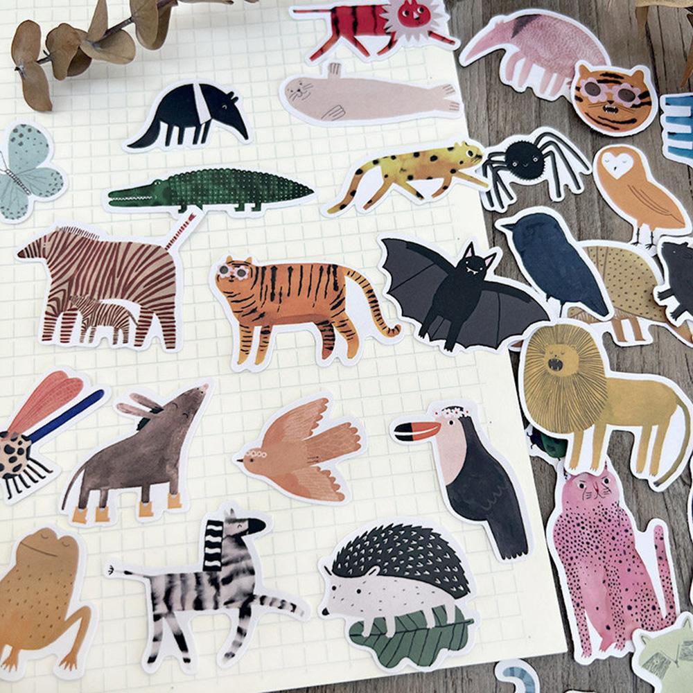 Cute Animal Stickers Funny Personalized Animal Stickers New Hand-Painted Decals for Journal Diary Scrapbook Photo Album Decor