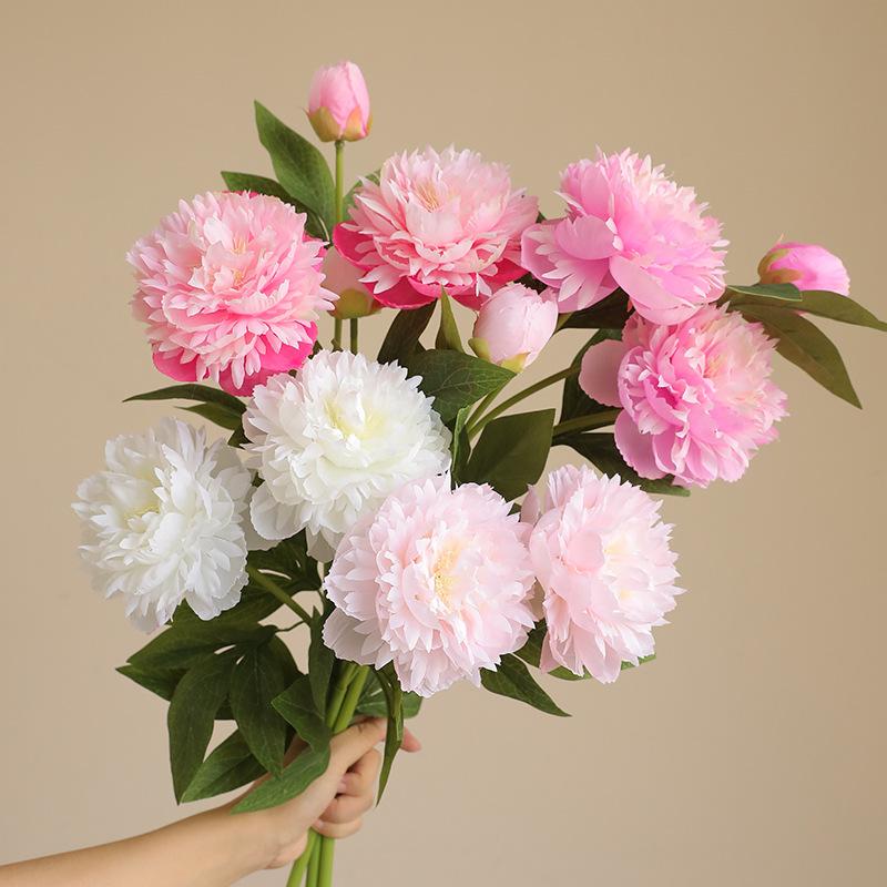 Peony Flower Tabel Floral Arrangement Home Decor Flower 3 Heads Fake Peony Flower For Event Decoration Hotel Decor Tabel