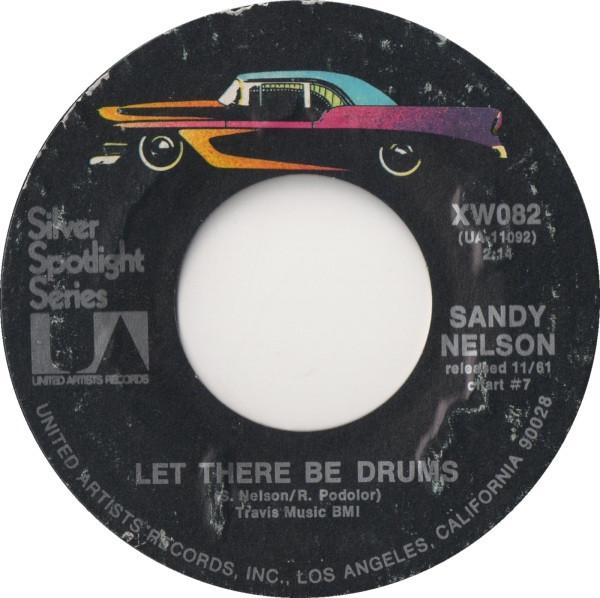 7-дюймовая пластинка SANDY NELSON  Let There Be Drums XW082 UNITED ARTISTS  US Rock Б/у