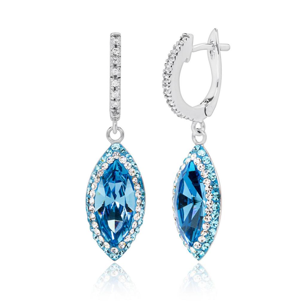 March Marquise 10x5mm Created Aquamarine Sterling Silver Stud Earrings 10148C main image 0