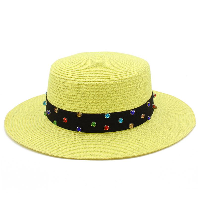 High-quality women's flat-top Panama straw hat summer explosion sunscreen top hat new hat stall