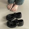French Thick Heel Loafers with Skirt Girls Small Leather Shoes Summer Fashion Jk Platform British Mary Jane Single Shoes