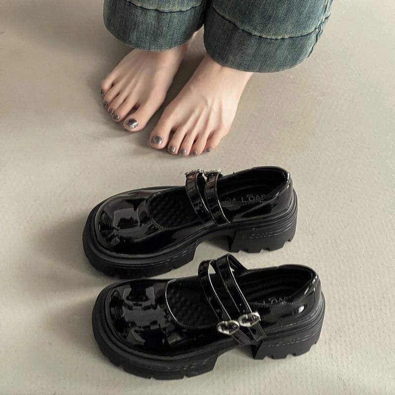 French Thick Heel Loafers with Skirt Girls Small Leather Shoes Summer Fashion Jk Platform British Mary Jane Single Shoes