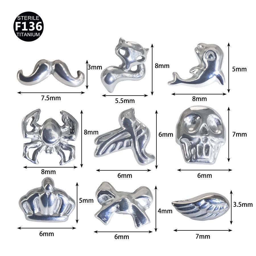 Titanium Fox Pigeon Heart Ear and Lip Cartilage Stud Jewelry