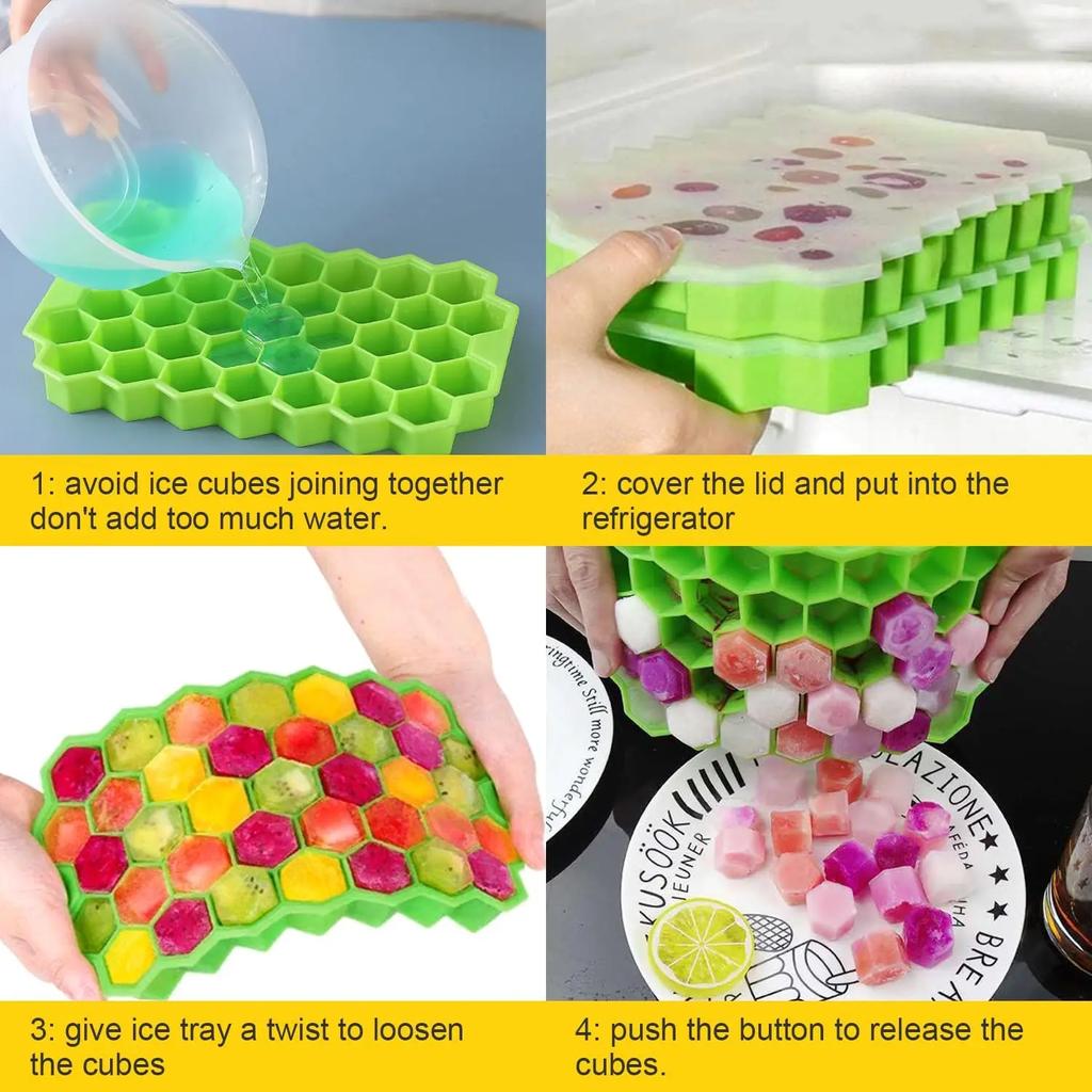 Ice Cube Tray Silicone Mould 37 Cellular Silicone Ice Cubes Hexagonal Molds DIY Kitchen Honeycomb Ice Cubes Molds