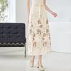 VICTORIA&VERA New Chinese Style Rose Print Horse-Face Midi Skirt