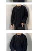 Men's Casual Loose Fit Cable Knit Sweater - Black Autumn/Winter